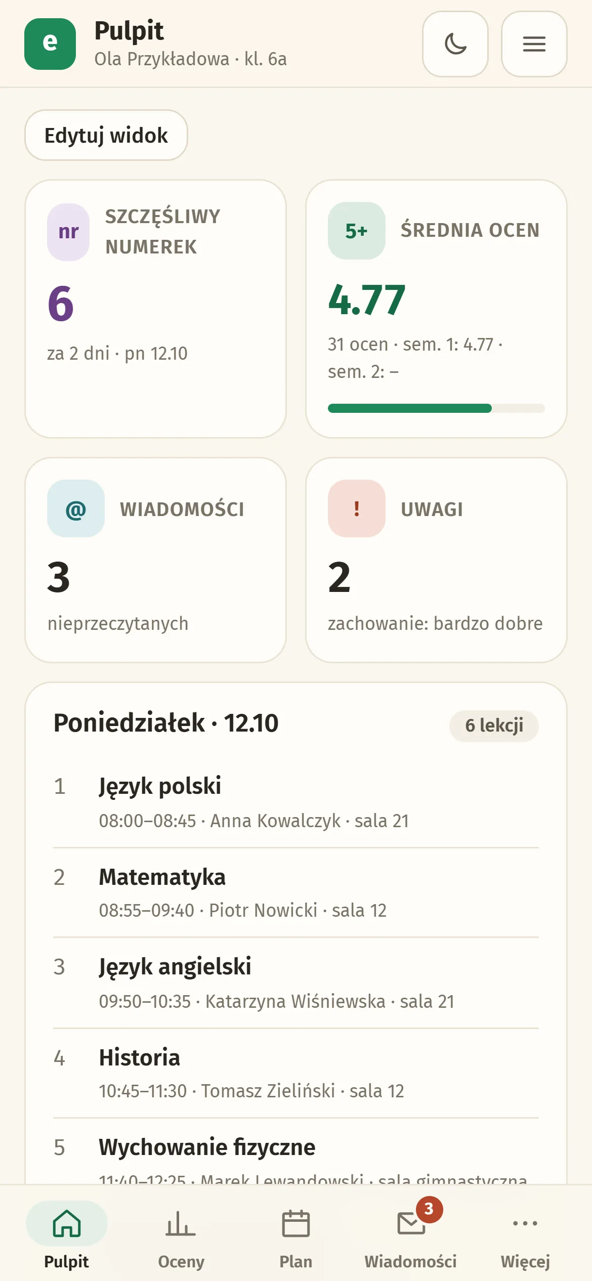 e-frekwencja.pl na telefonie – Pulpit