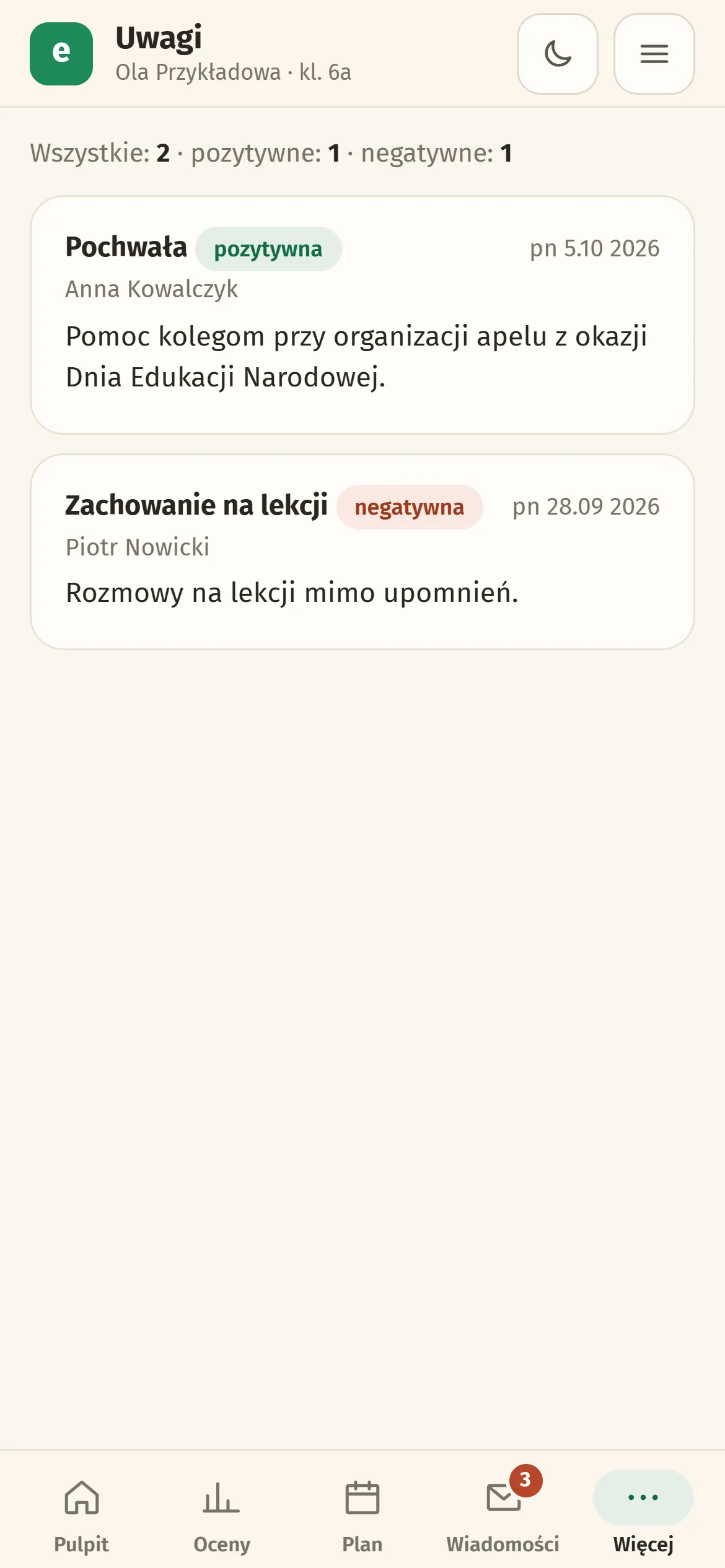 Uwagi w e-frekwencja.pl na telefonie